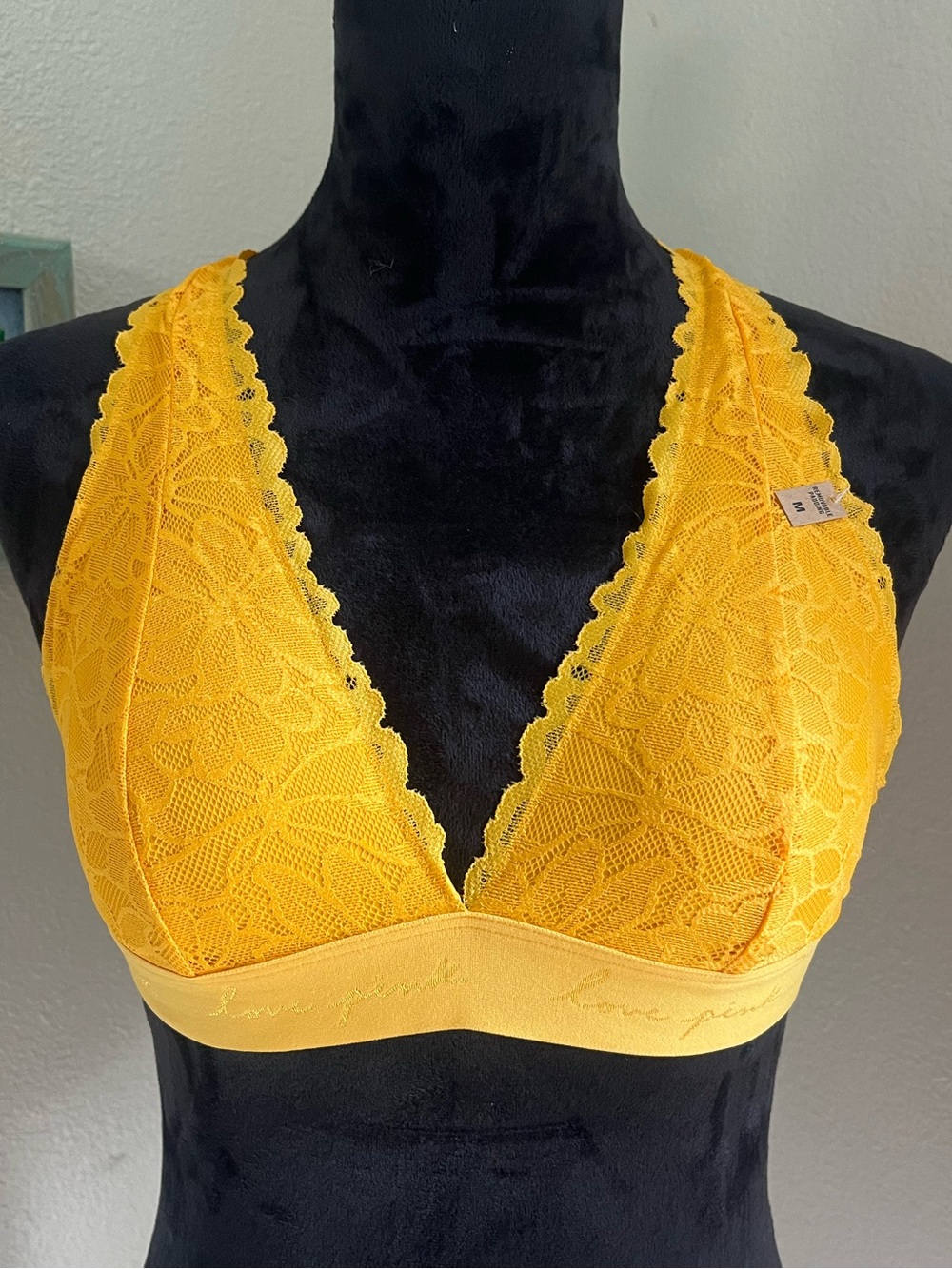 PINK Victoria's Secret Yellow Lace Plunge Bralette